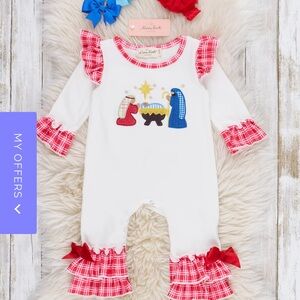 White and Red Kids One Piece Romper